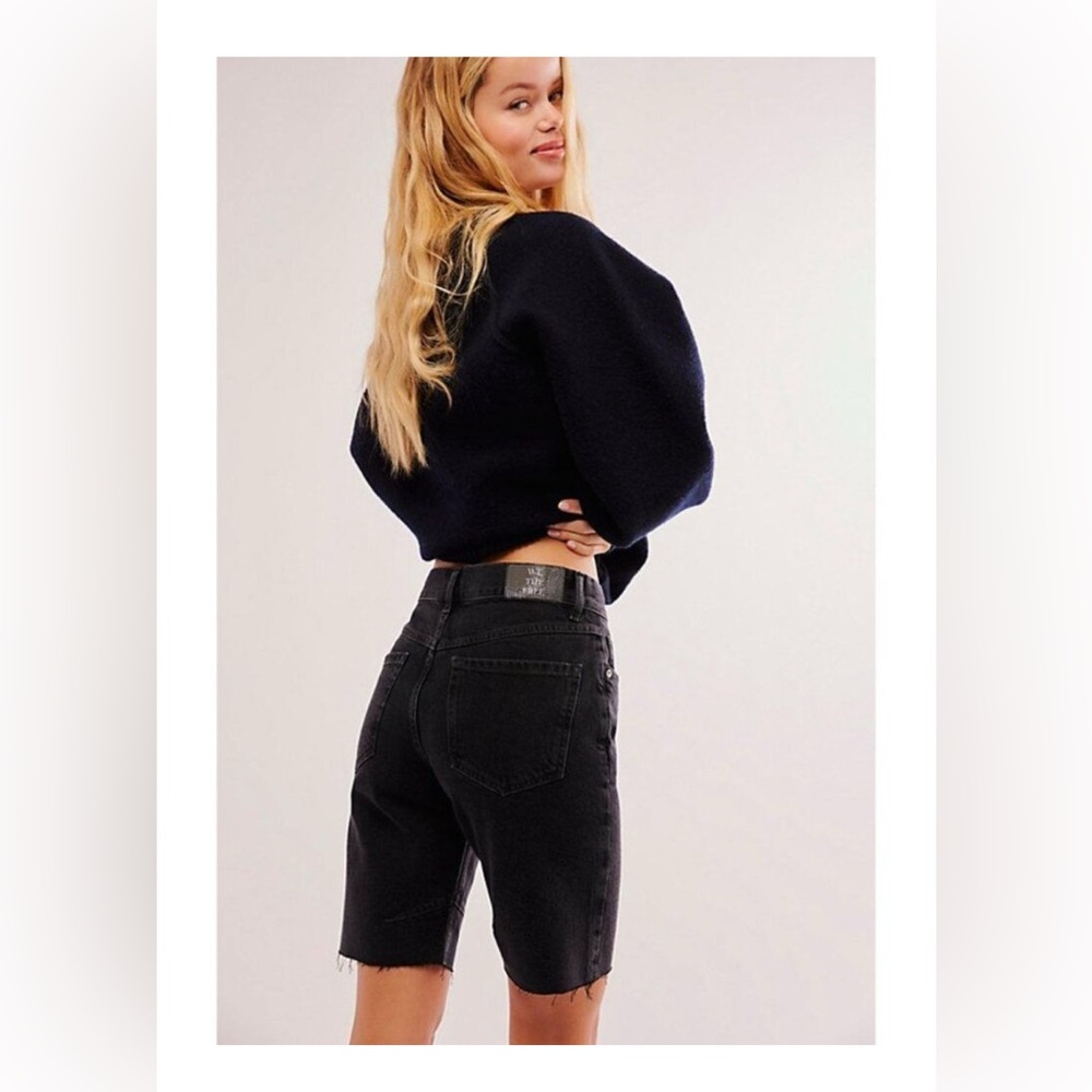 Free People We The Free Ghost Town Long Shorts Black Denim Sz 30